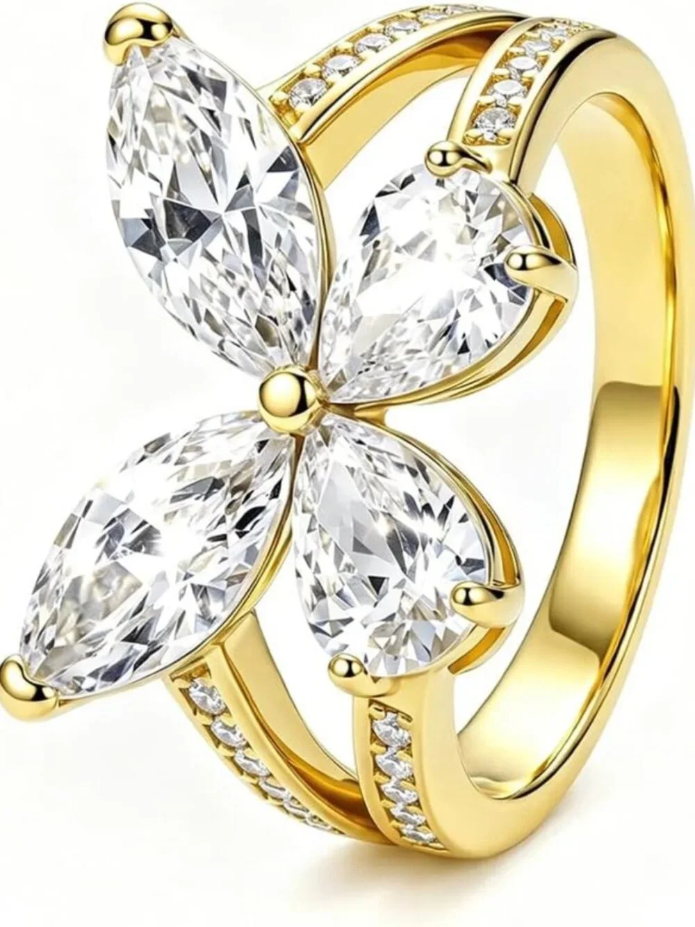 Dainty 14K Gold Plated CZ Cross Ring for Women - Sterling Silver Jewelry Gift